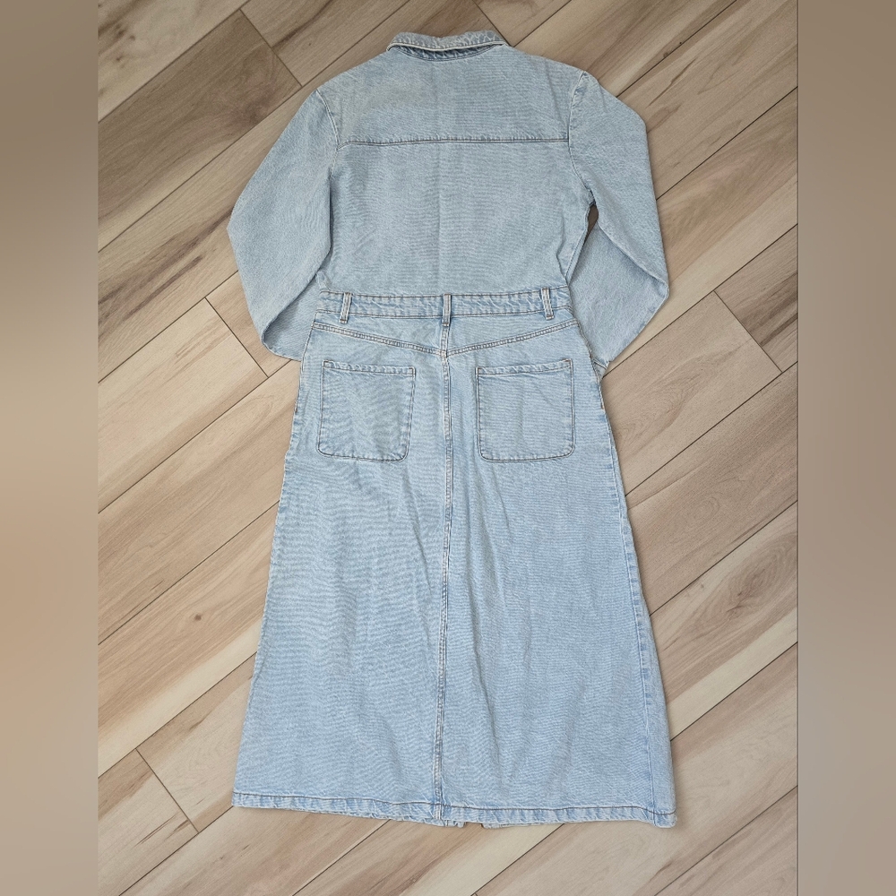 NEW Zara BUTTON DOWN LONG SLEEVE DENIM MIDI DRESS - Picture 15 of 15